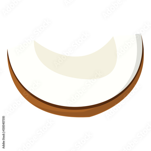 Minimal coconut slice with clean lines and flat color style perfect for food education summer projects product packaging and healthy tropical themes