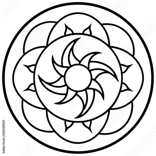 Ocean tide inspired mandala line art vector illustration 