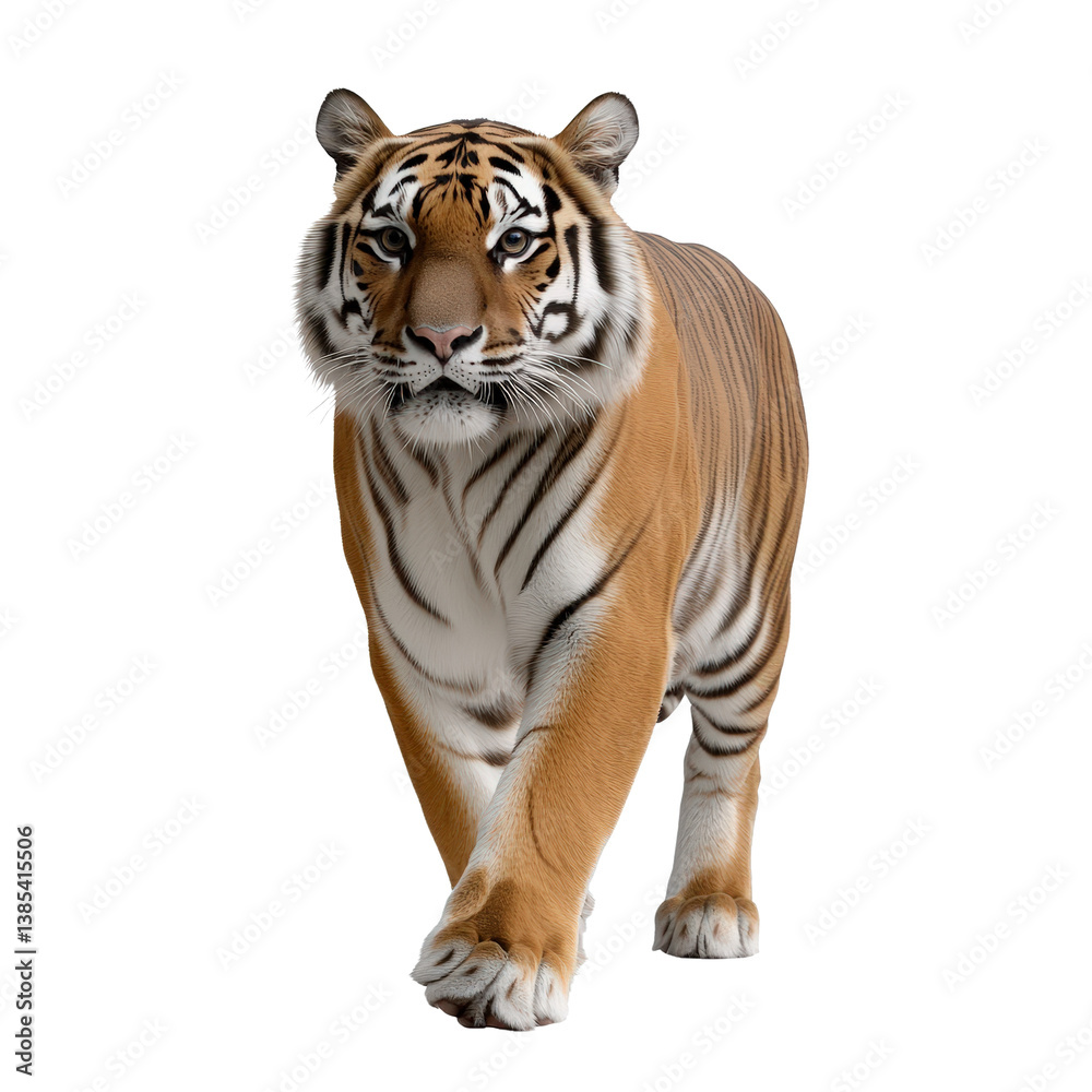 Obraz premium Majestic Bengal Tiger Staring Intently with Striking Orange Fur and Dark Stripes in Nature