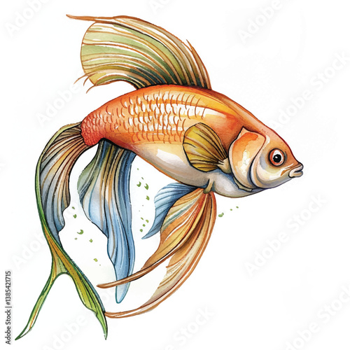 Watercolor Fish white background