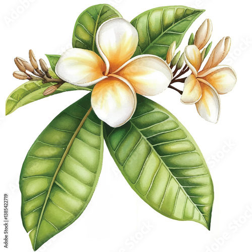 Watercolor Frangipani white background