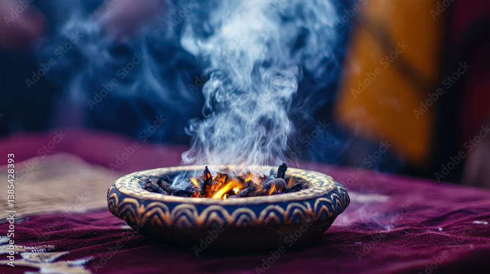 Sacred Embers in Shamanic Dish at Native American Cultural Music Festival