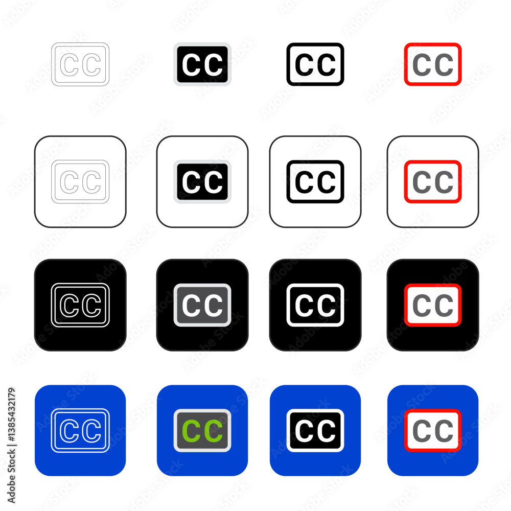 black and white Creative Commons icon and color button black and white Creative Commons icon and color button