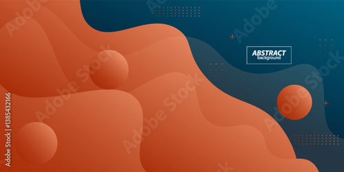 Abstract 3D background with realistic blue and orange wave pattern. Fluid background design. Vector Eps10