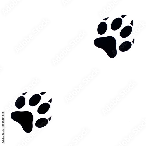 Two Black Animal Paw Prints Isolated on White Background