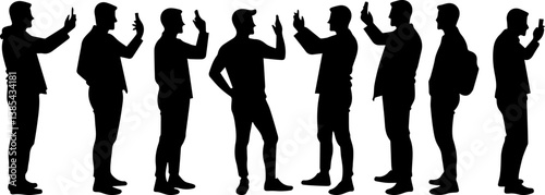 Printset collection of silhouettes of men taking selfies
