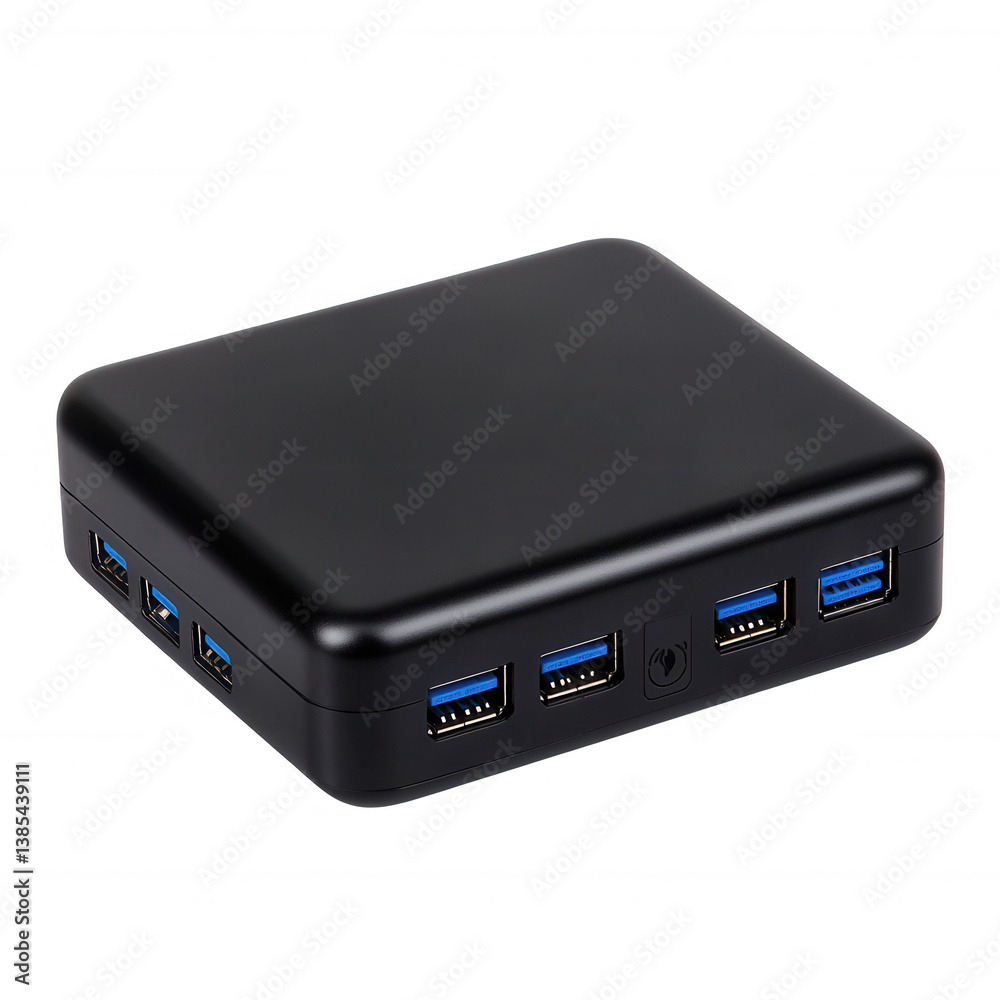 A compact black USB hub with multiple ports, ideal for connecting various devices simultaneously. Perfect for home or office use, ensuring efficiency and versatility. A compact black USB hub with multiple ports, ideal for connecting various devices simultaneously. Perfect for home or office use, ensuring efficiency and versatility.
