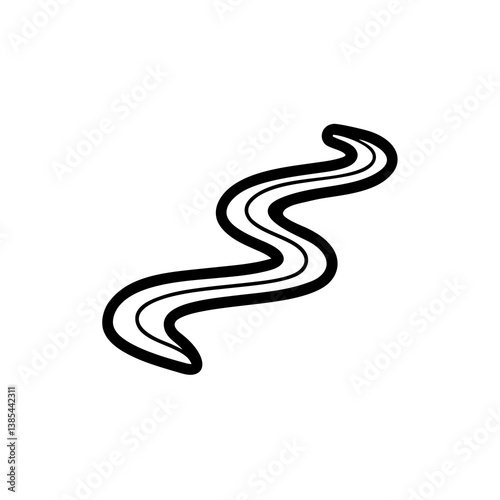 curved river with white background