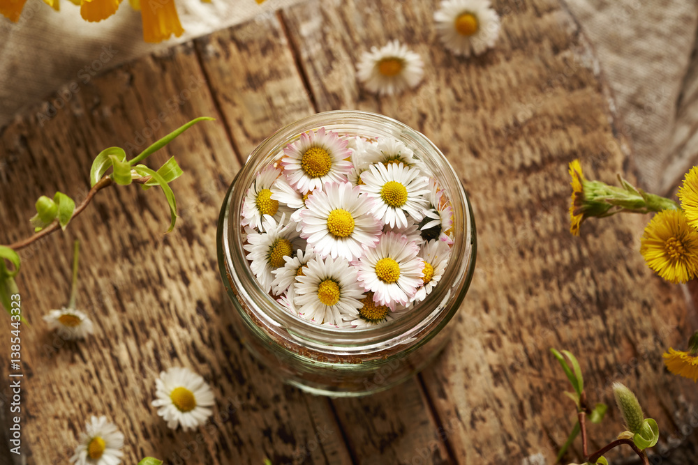 Preparation of herbal syrup from common daisy flowers Preparation of herbal syrup from common daisy flowers