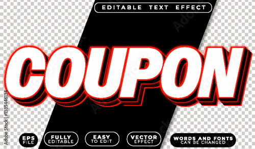 Coupon Discount Sale Offer Fully Editable Vector Text File