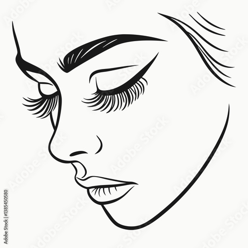 Elegant profile illustration of a woman in line art style for beauty and fashion design
