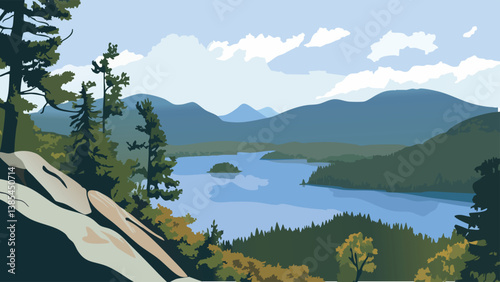 Adirondack High Peaks New York with Majestic Summits in Digital Art.eps