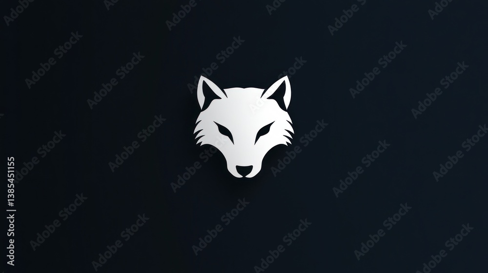 White fox head logo on dark background. Possible use graphic design element White fox head logo on dark background. Possible use graphic design element