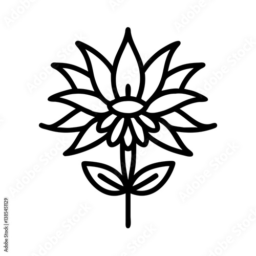bee balm flower vector icon, simple black outline line icon of bee balm flower, flower vector line art icon