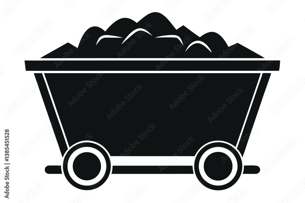 Mine coal wagon icon silhouette, Mine coal wagon icon, Simple illustration of mine coal wagon vector icon for web design isolated on white background. Mine coal wagon icon silhouette, Mine coal wagon icon, Simple illustration of mine coal wagon vector icon for web design isolated on white background.