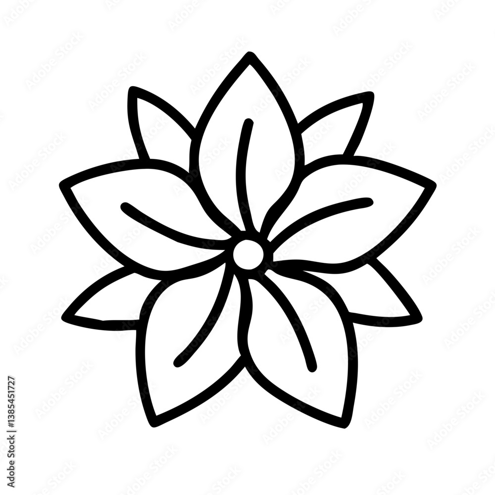 clematis flower vector icon, simple black outline line icon of clematis flower, flower vector line art icon clematis flower vector icon, simple black outline line icon of clematis flower, flower vector line art icon