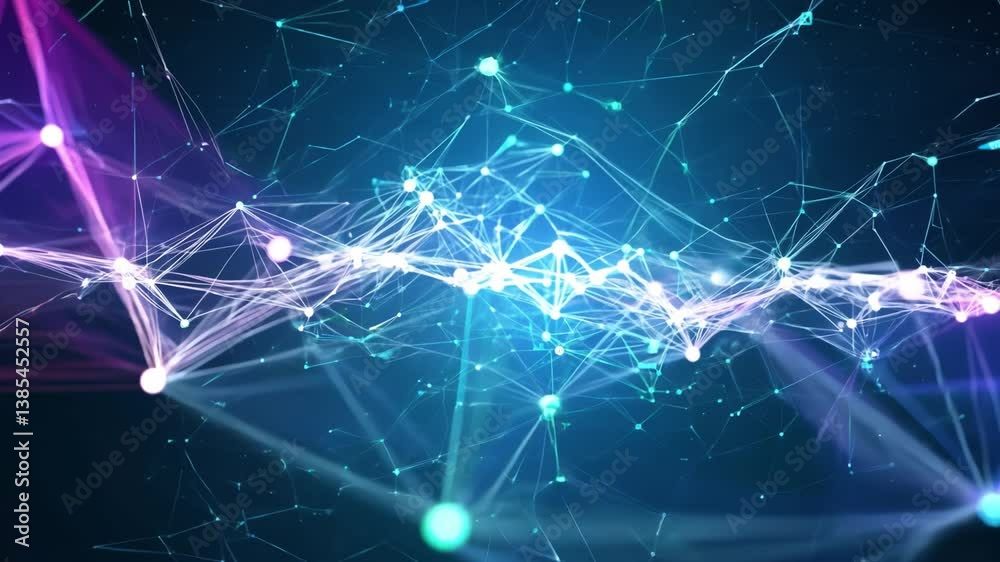 Glowing plexus network transforming and evolving