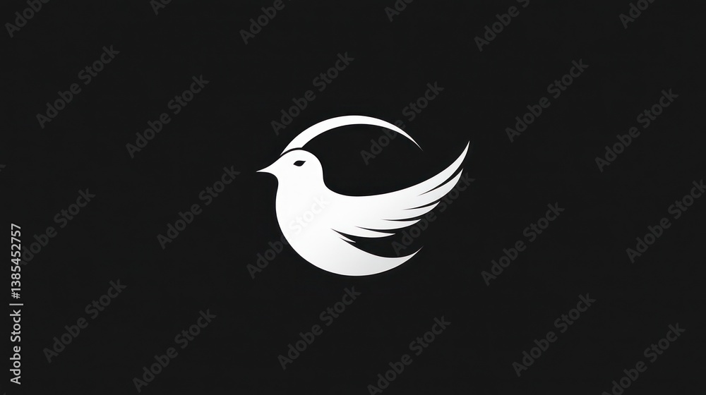Obraz premium Abstract flying dove logo design, minimalist, graphic