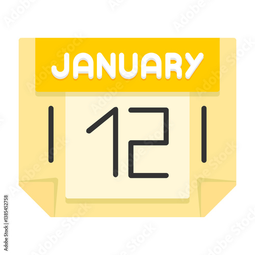12 January Flat Style Icon