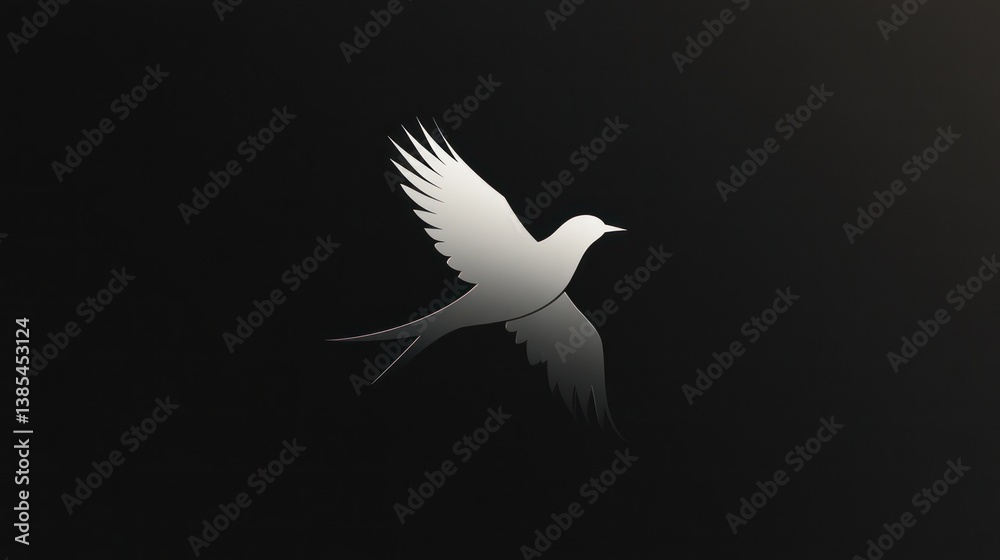 Silhouetted Bird in Flight Against Dark Background Silhouetted Bird in Flight Against Dark Background