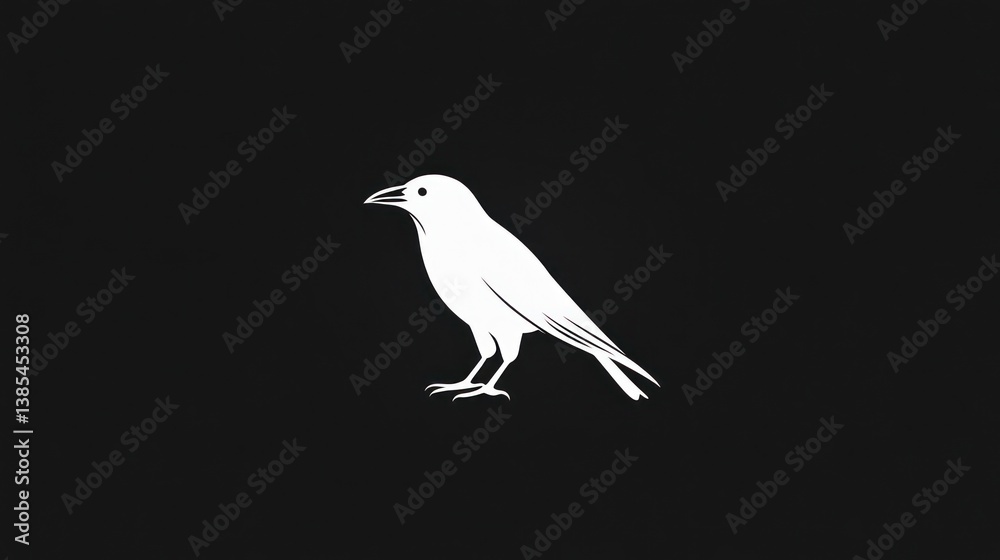 Obraz premium Silhouette of a crow, simple graphic design, dark background