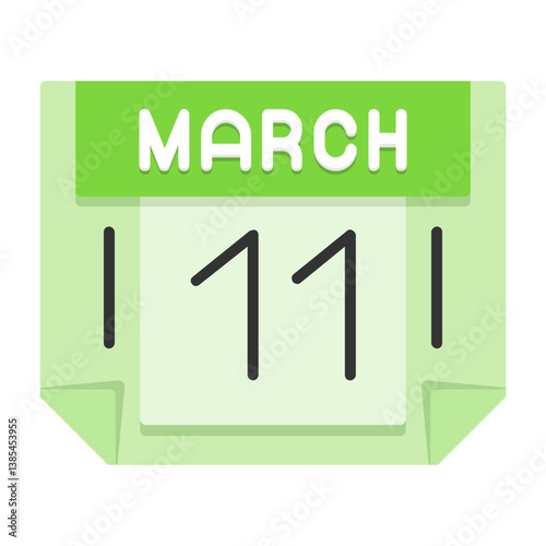 11 March Flat Style Icon