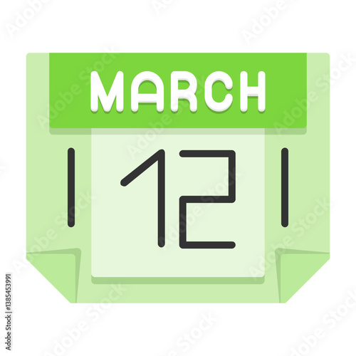 12 March Flat Style Icon