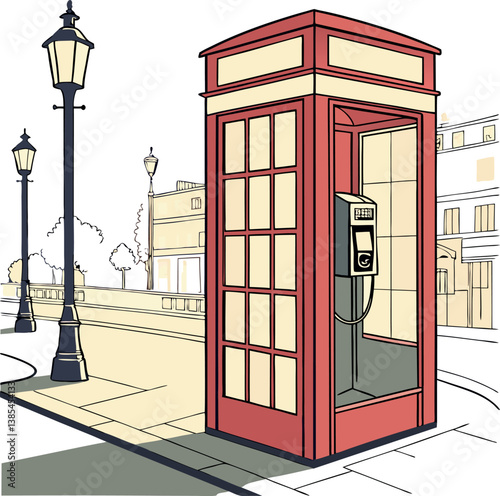 Modern Telephone Booth Vector Art Design 