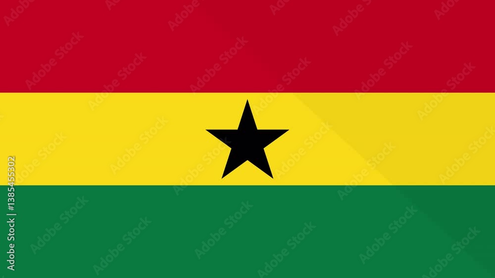 Animation of the appearance and disappearance of a flat flag 2D Ghana