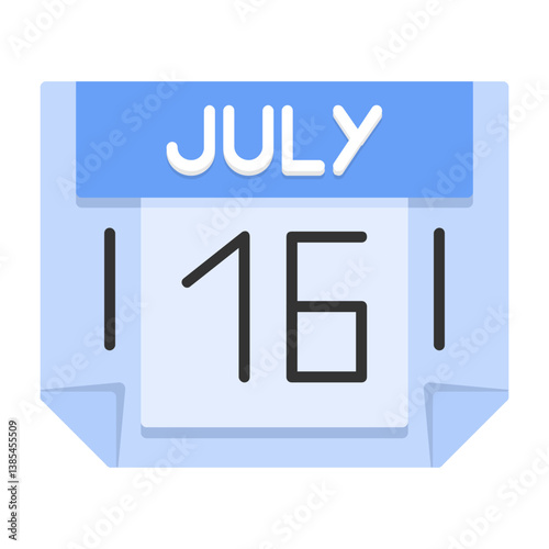 16 July Flat Style Icon