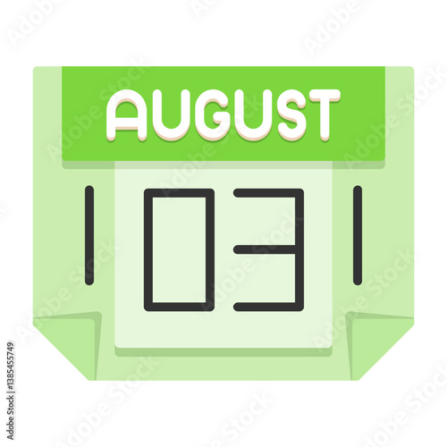 3 August Flat Style Icon