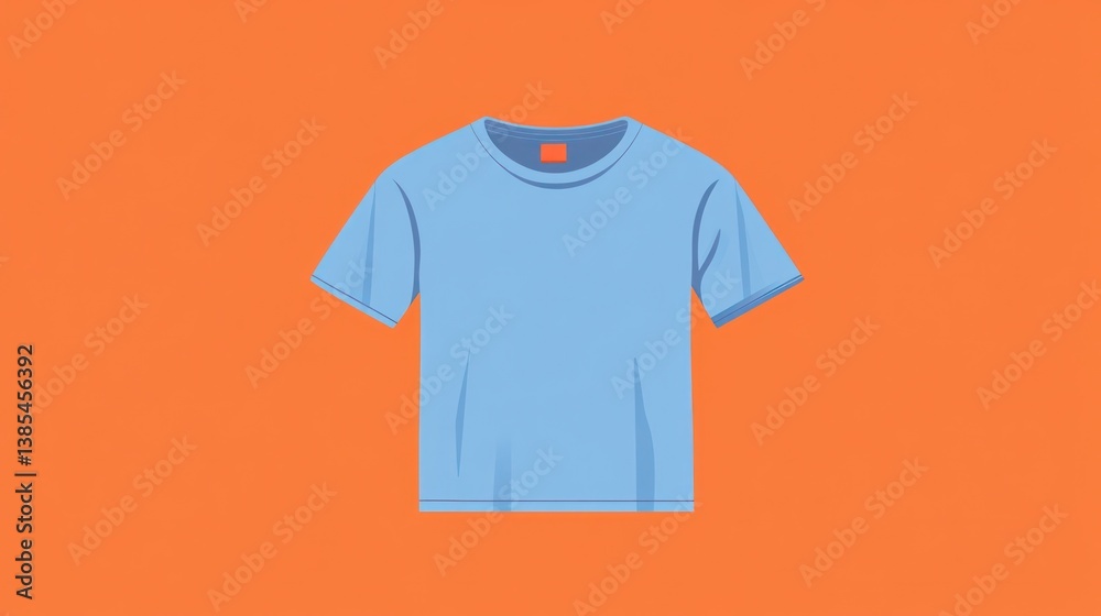 Light blue t-shirt, simple design, plain backdrop