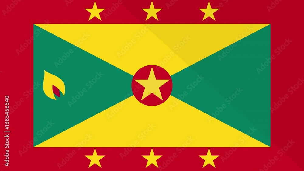 Animation of the appearance and disappearance of a flat flag 2D Grenada Animation of the appearance and disappearance of a flat flag 2D Grenada