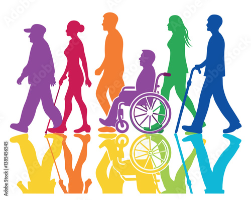 Diverse People with Disabilities: Inclusion, Accessibility, and Equal Rights Illustrated.