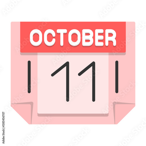11 October Flat Style Icon