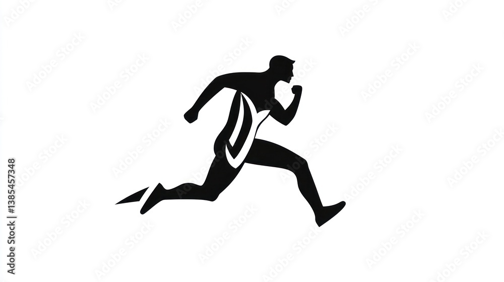 Running athlete silhouette, dynamic action, simple design, stock photo Running athlete silhouette, dynamic action, simple design, stock photo