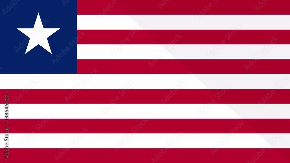 Animation of the appearance and disappearance of a flat flag 2D Liberia