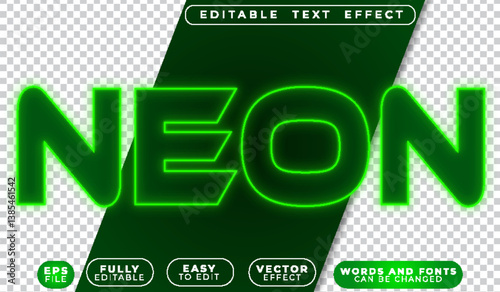 Neon Lights Vibrant Glow Fully Editable Vector Text File
