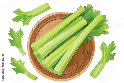 Fresh celery isolated on white background