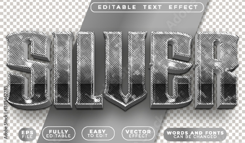 Silver Metallic Shiny Fully Editable Vector Text File