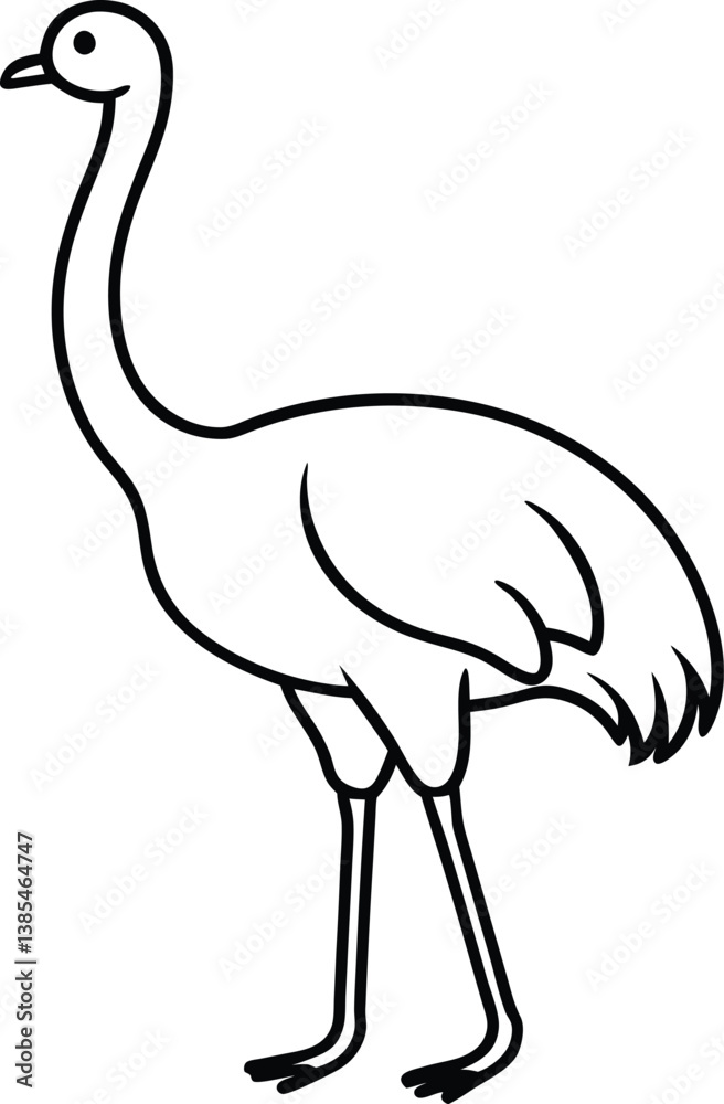 Fototapeta premium ostrich vector line art illustration.