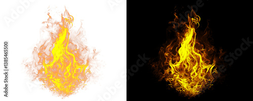 Obraz na plátně Vivid Inferno with Glowing Flames and Fiery Movement Isolated on a Transparent o