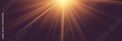 Explosion of the sun shining golden rays. Glare effect, lines, sparkle, explosion. Vector illustration.