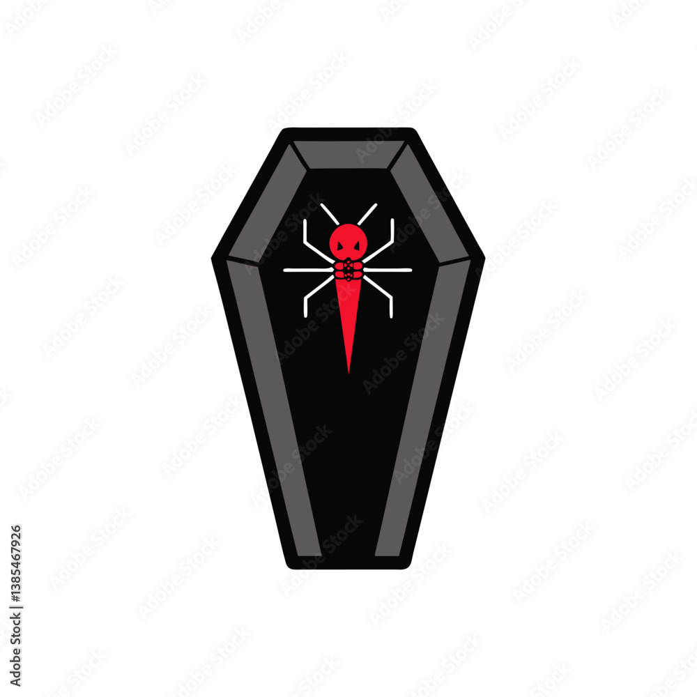 Obraz premium coffin with spider on top vector illustration