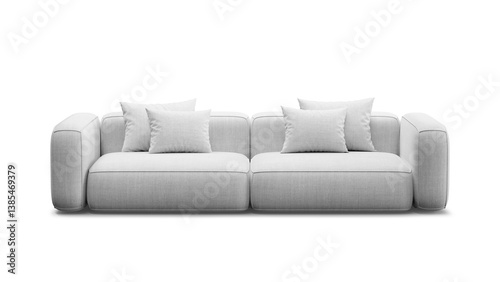 Modern sofa on isolated background with shadow. Furniture for collages, graphics designs, and presentations.