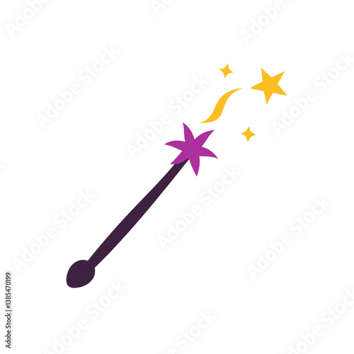 Witchs Wand With Magic Trail Vector Illustration