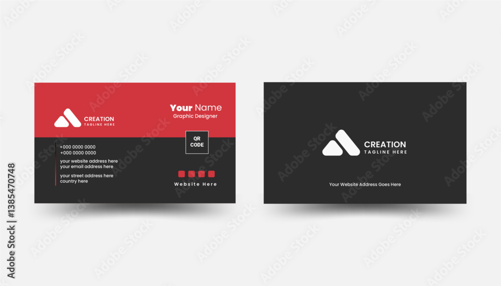 Elegant and Modern Minimalist Business Card Template - Double-Sided Design with Clean, Creative, and Corporate Aesthetic Featuring,
Corporate business card design template. Black and Red card