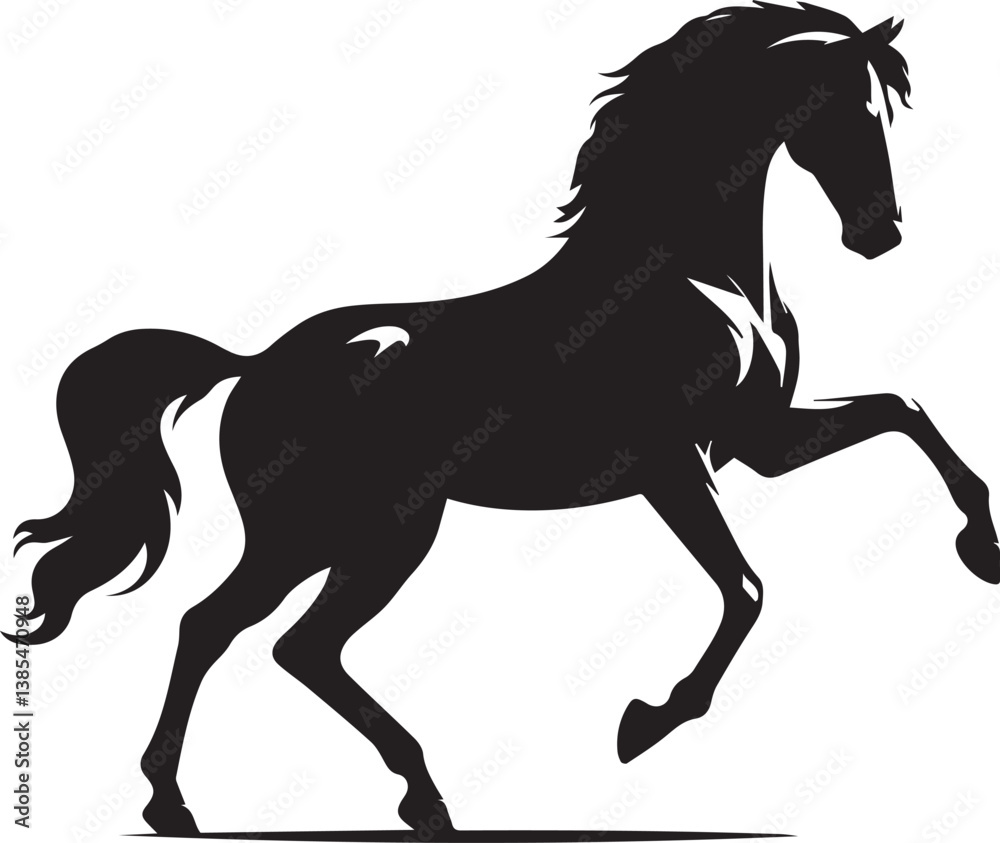 Obraz premium Black stallion silhouette vector illustration of a running Horse