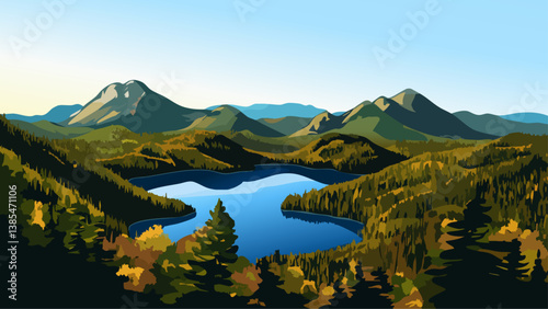 Adirondack High Peaks New York in Digital Illustration