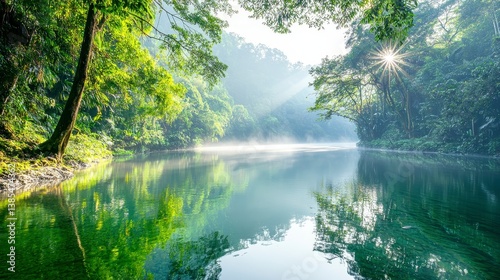 River Through Verdant Treescape